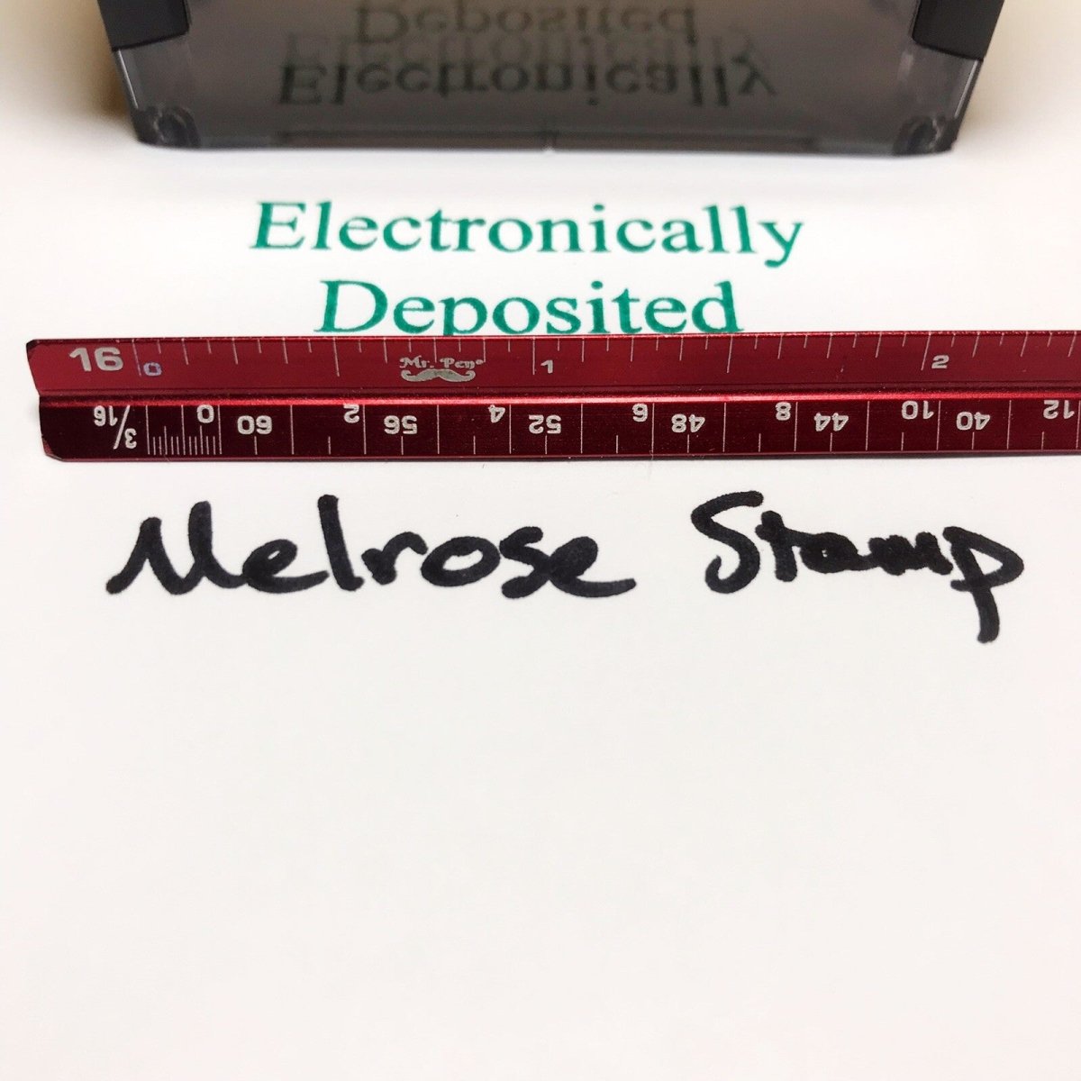 Electronically Deposited Rubber Stamp Green Ink Self Inking Ideal 4913 - Melrose Stamp Co