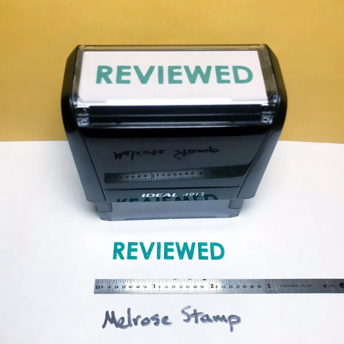Reviewed Rubber Stamp Green Ink Self Inking Ideal 4913 - Melrose Stamp Co