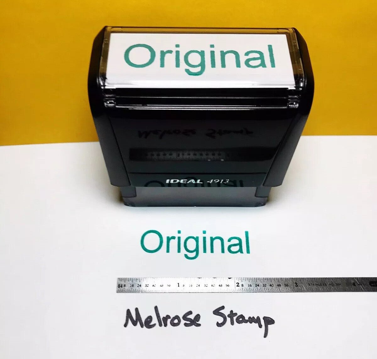 Original Rubber Stamp Green Ink Self Inking Ideal 4913 - Melrose Stamp Co