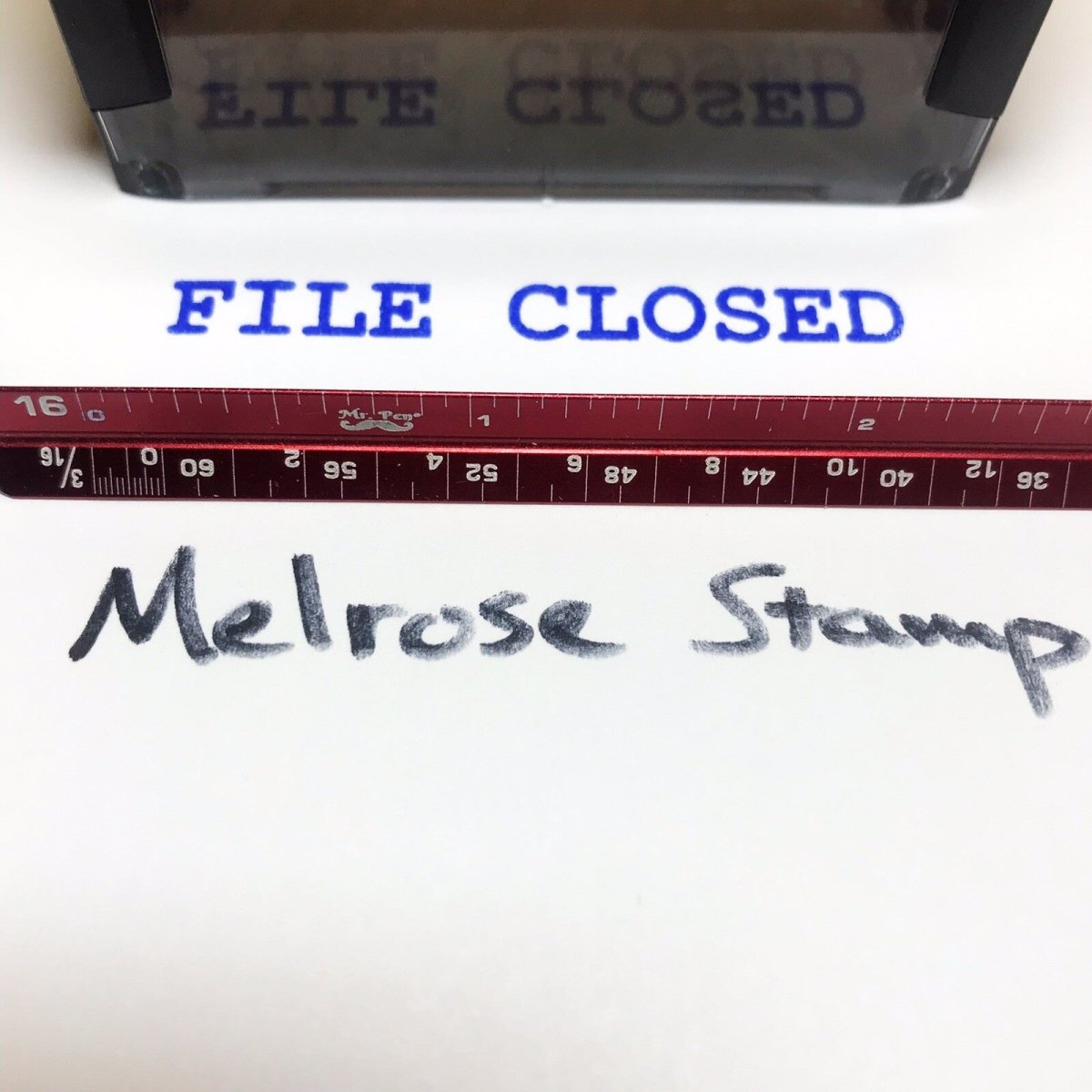 File Closed Rubber Stamp Blue Ink Self Inking Ideal 4913 - Melrose Stamp Co