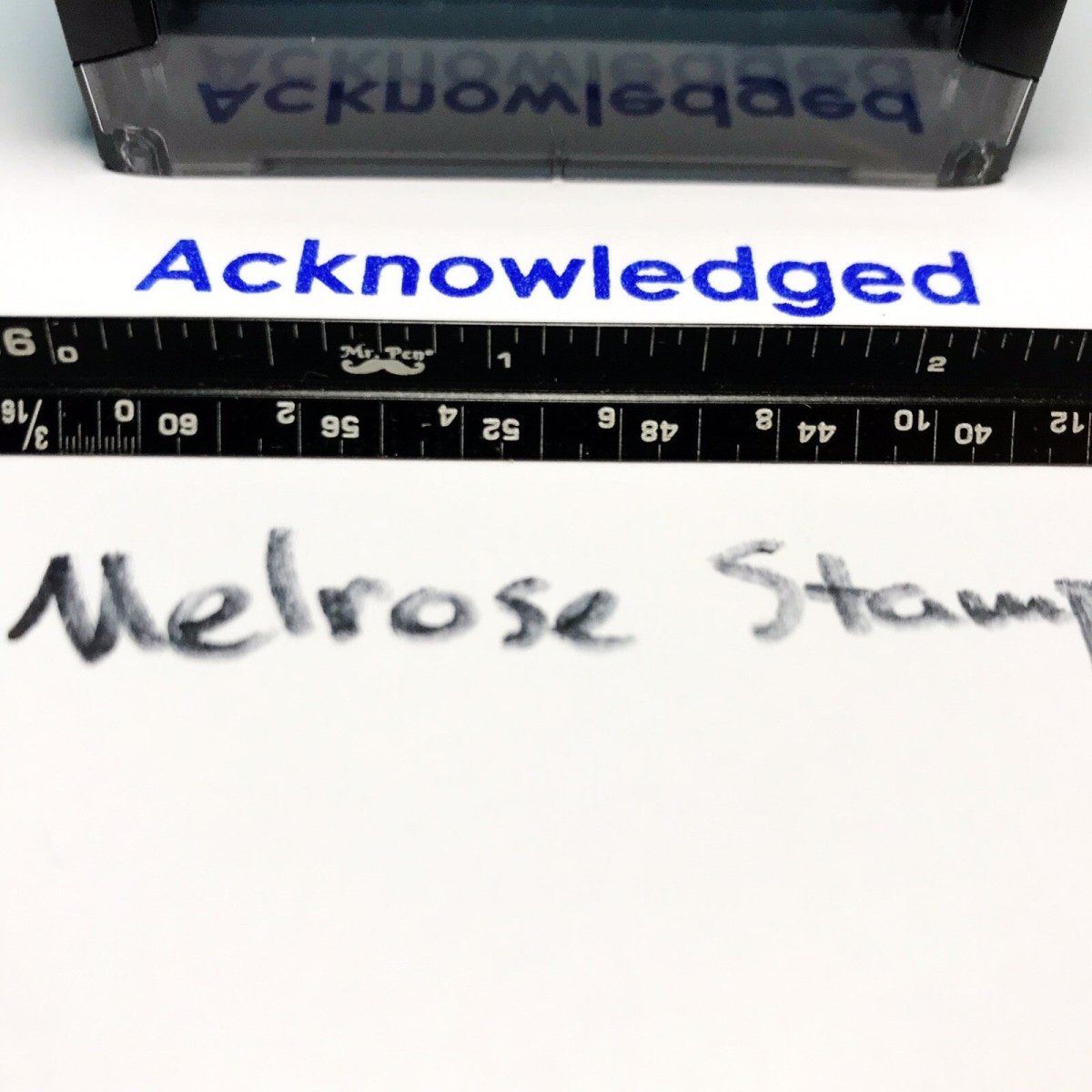 Acknowledged Rubber Stamp Blue Ink Self Inking Ideal 4913 - Melrose Stamp Co