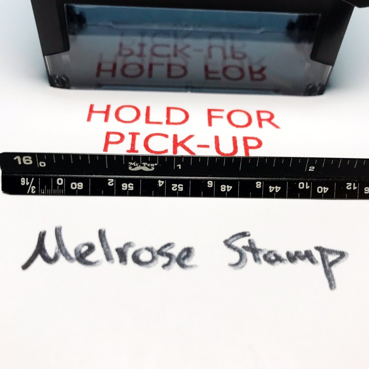 Hold For Pick-Up Rubber Stamp Red Ink Self Inking Ideal 4913 - Melrose Stamp Co