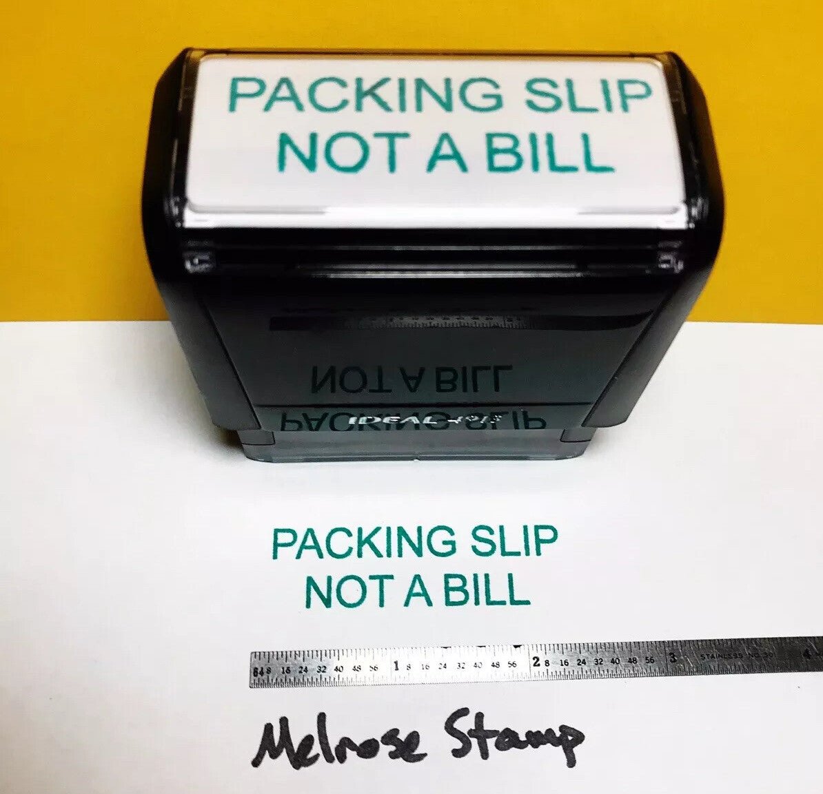 Packing Slip Not A Bill Rubber Stamp Green Ink Self Inking Ideal 4913 - Melrose Stamp Co
