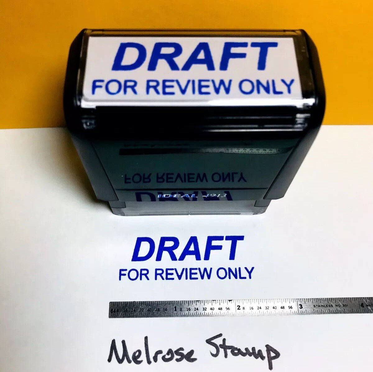 Draft For Review Only Rubber Stamp Blue Ink Self Inking Ideal 4913 - Melrose Stamp Co