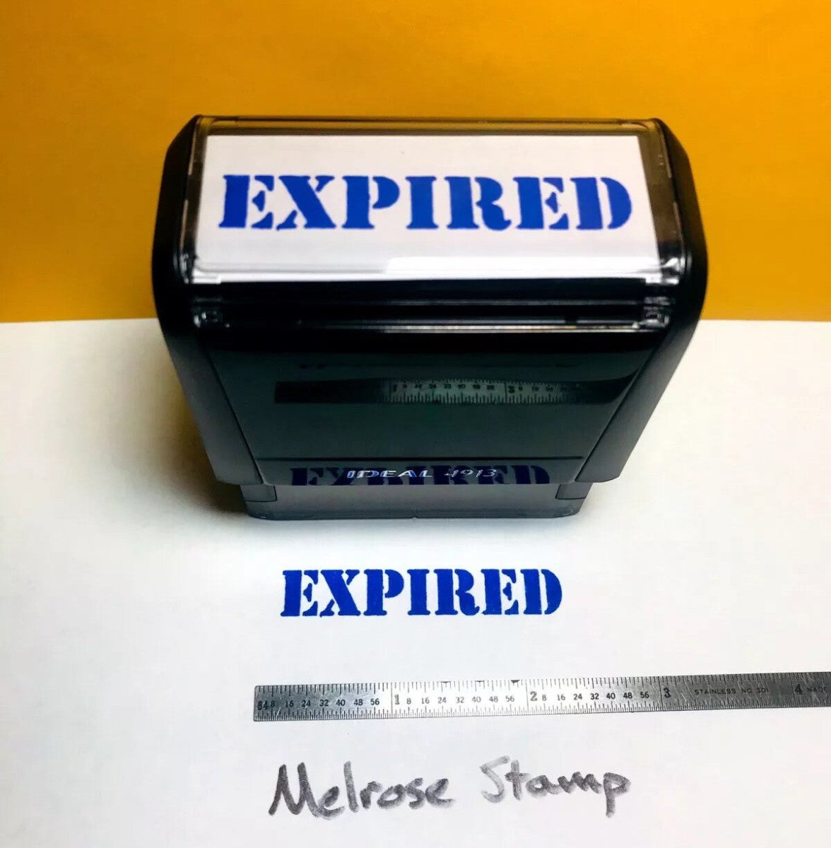 Expired Rubber Stamp Blue Ink Self Inking Ideal 4913 - Melrose Stamp Co