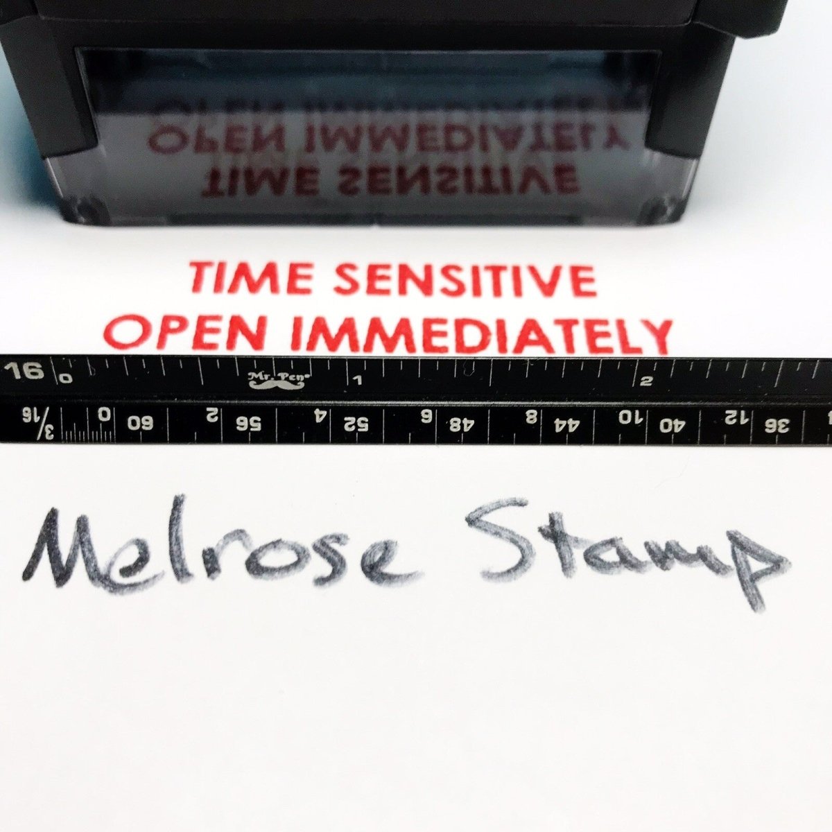 Time Sensitive Open Immediately Rubber Stamp Red Ink Ideal 4913 - Melrose Stamp Co
