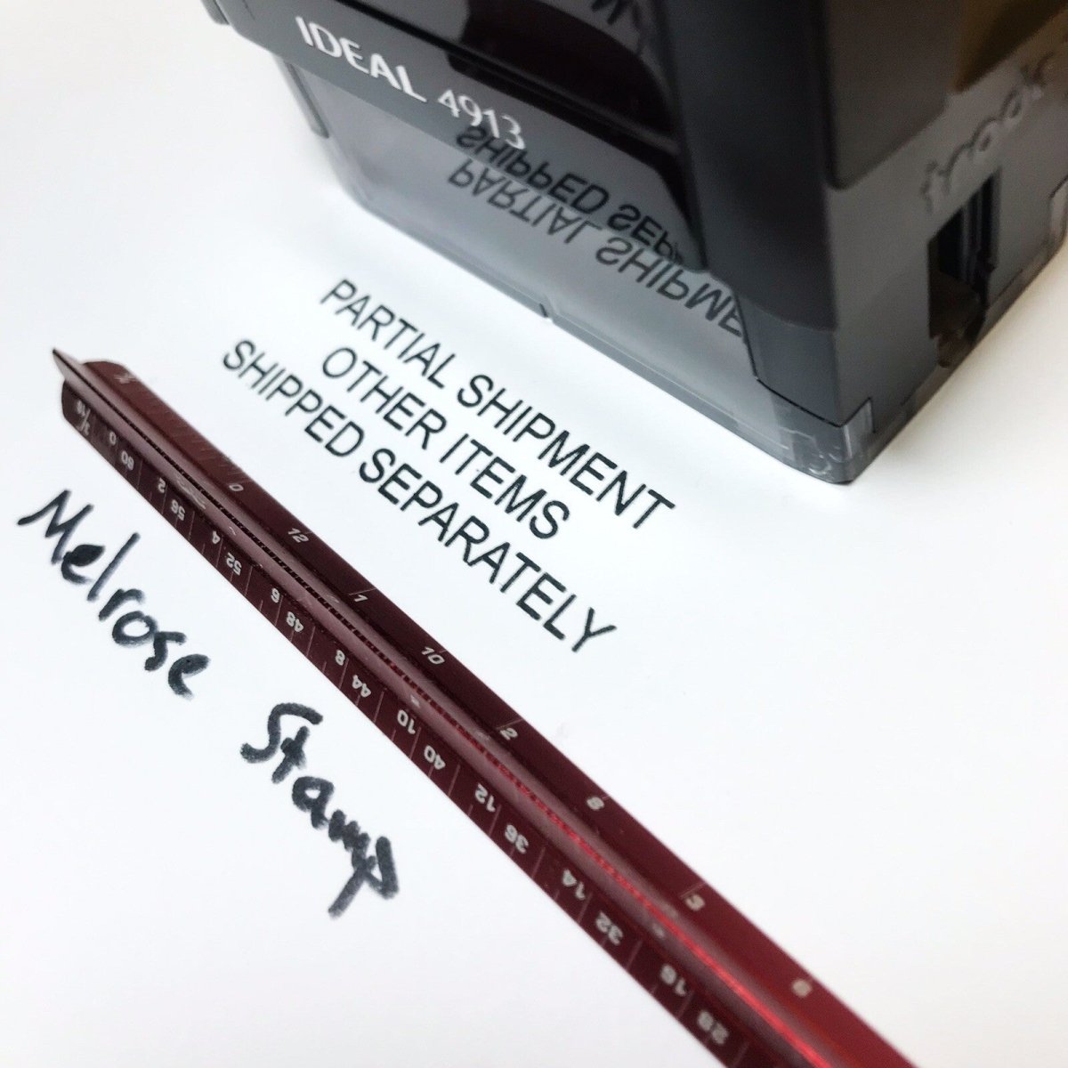 Partial Shipment Other Items Shipped Separately Rubber Stamp Black Ink Ideal4913 - Melrose Stamp Co