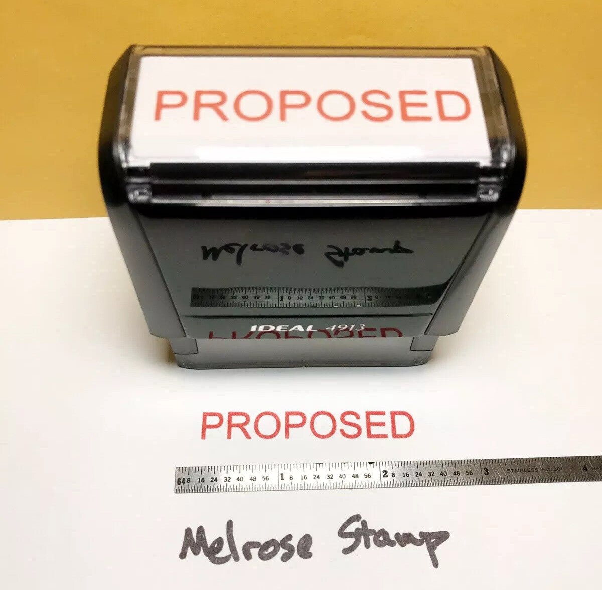Proposed Rubber Stamp Red Ink Self Ink Ideal 4913 - Melrose Stamp Co