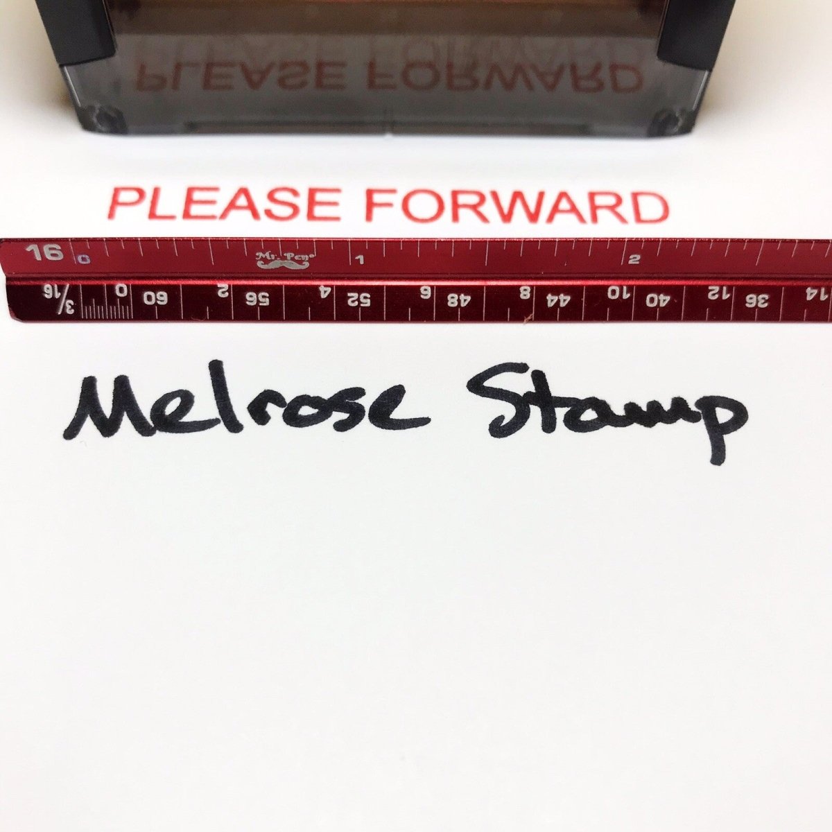 Please Forward Rubber Stamp Red Ink Self Inking Ideal 4913 - Melrose Stamp Co