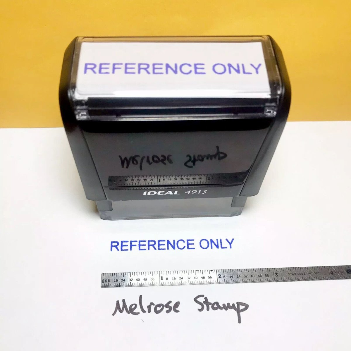 Reference Only Rubber Stamp Blue Ink Self Inking Ideal 4913 - Melrose Stamp Co