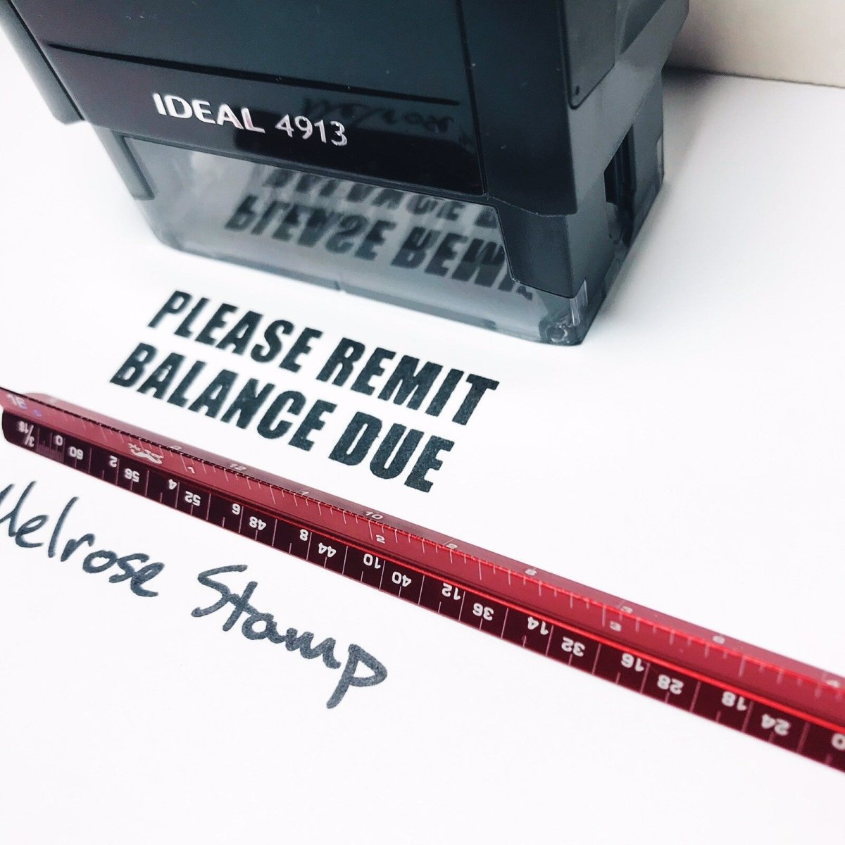 Please Remit Balance Due Rubber Stamp Black Ink Self Inking Ideal 4913 - Melrose Stamp Co