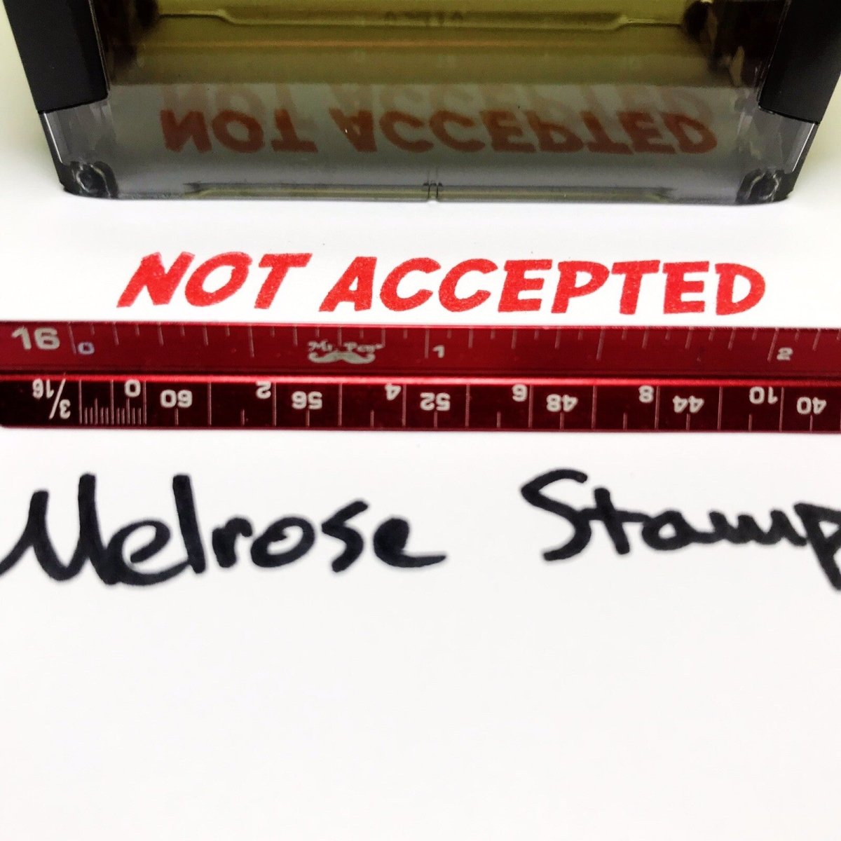 Not Accepted Rubber Stamp Red Ink Self Inking Ideal 4913 - Melrose Stamp Co