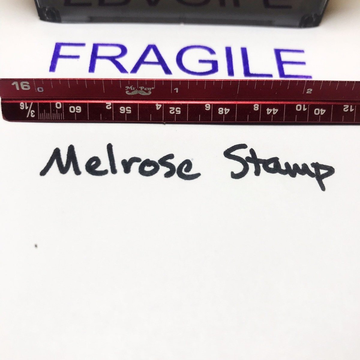 Fragile Rubber Stamp Purple Ink Self Inking Ideal 4913 - Melrose Stamp Co