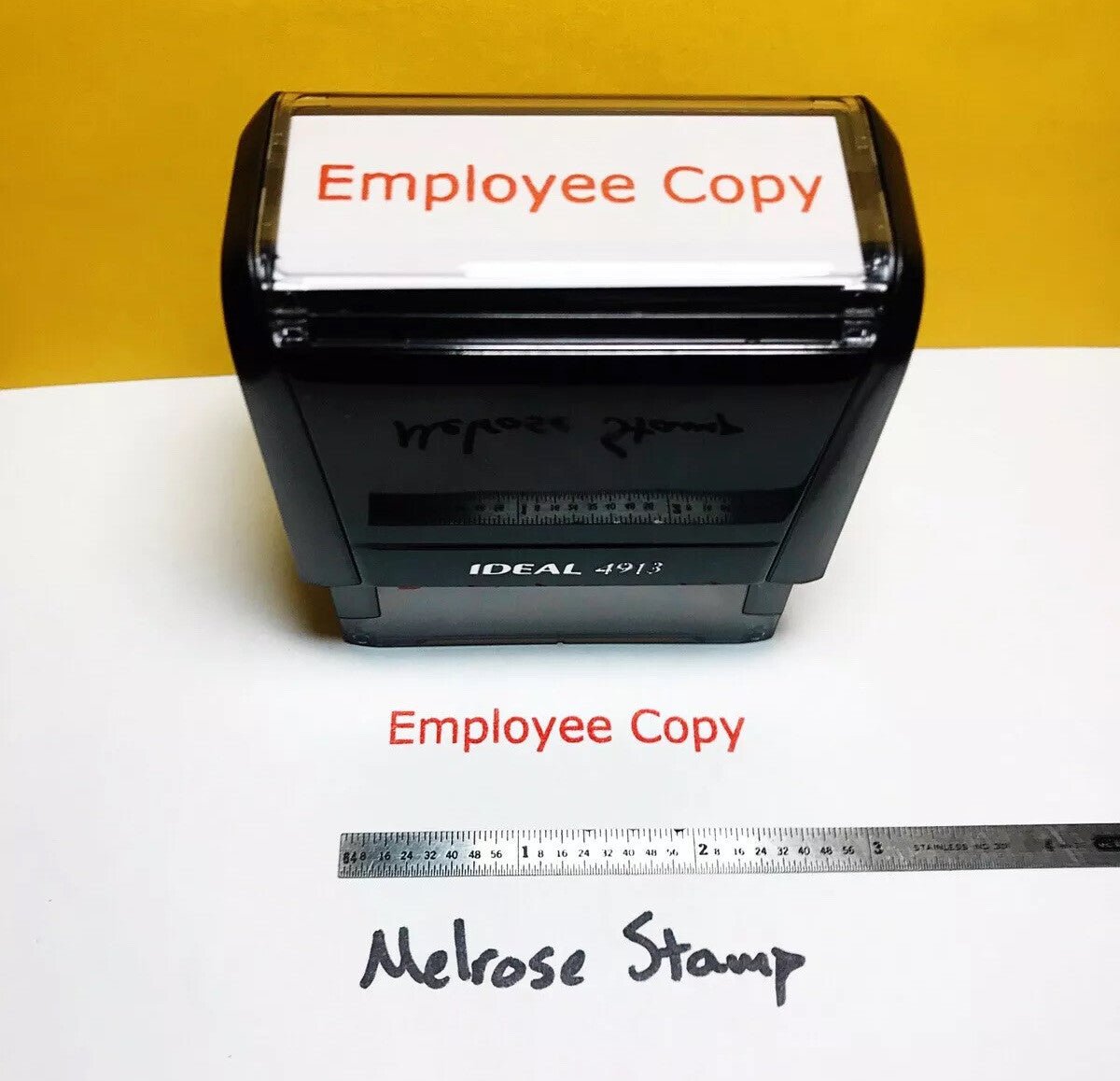 Employee Copy Rubber Stamp Red Ink Self Inking Ideal 4913 - Melrose Stamp Co