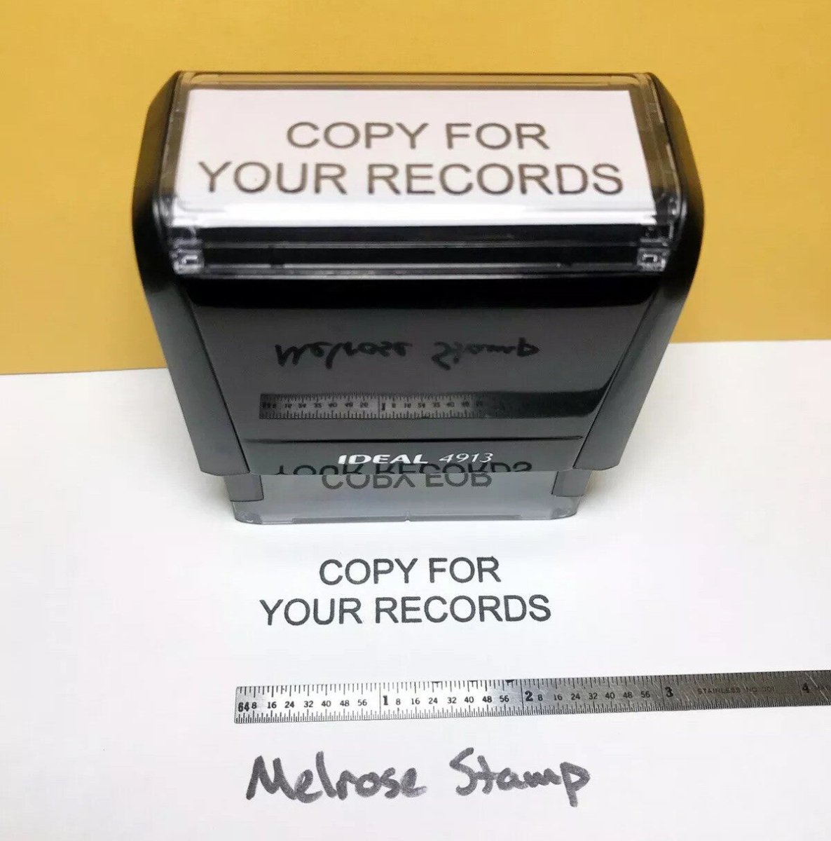Copy For Your Records Rubber Stamp Black Ink Self Inking Ideal 4913 - Melrose Stamp Co