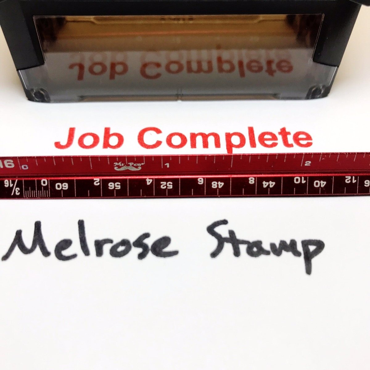 Job Complete Rubber Stamp Red Ink Self Inking Ideal 4913 - Melrose Stamp Co