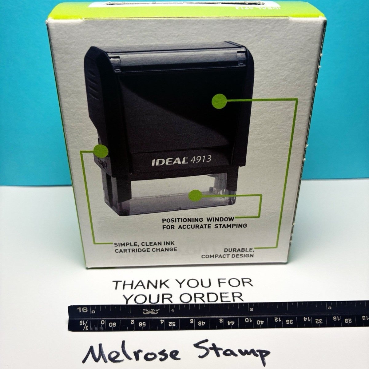 Thank You For Your Order Rubber Stamp Black Ink Self Inking Ideal 4913 - Melrose Stamp Co