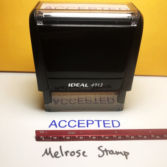 Accepted Rubber Stamp Blue Ink Self Inking Ideal 4913 - Melrose Stamp Co
