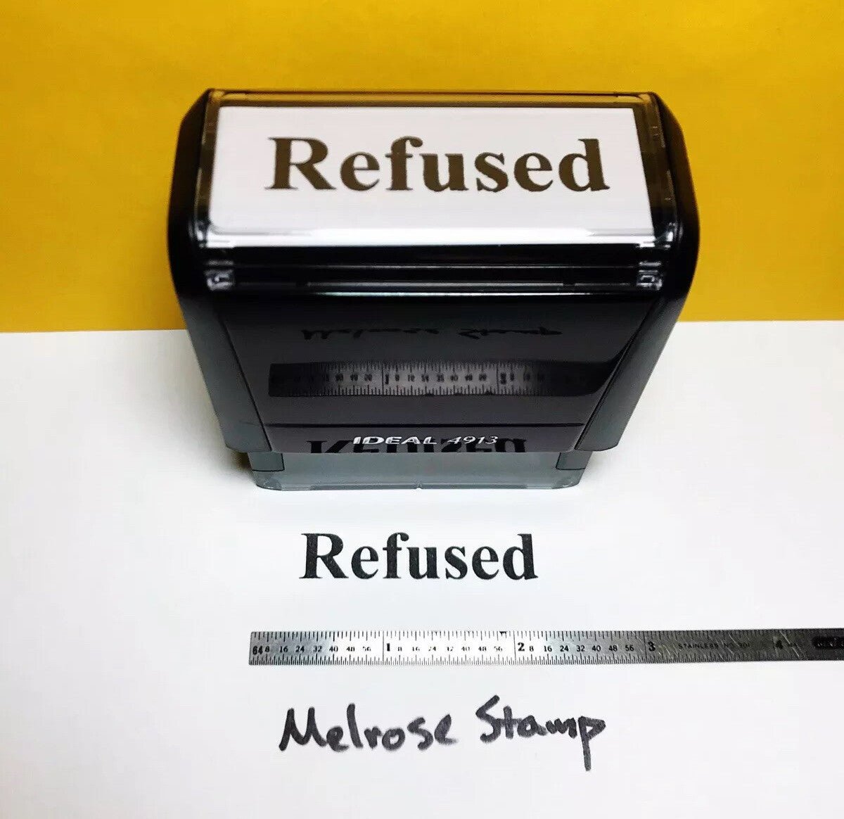 Refused Rubber Stamp Black Ink Self Inking Ideal 4913 - Melrose Stamp Co