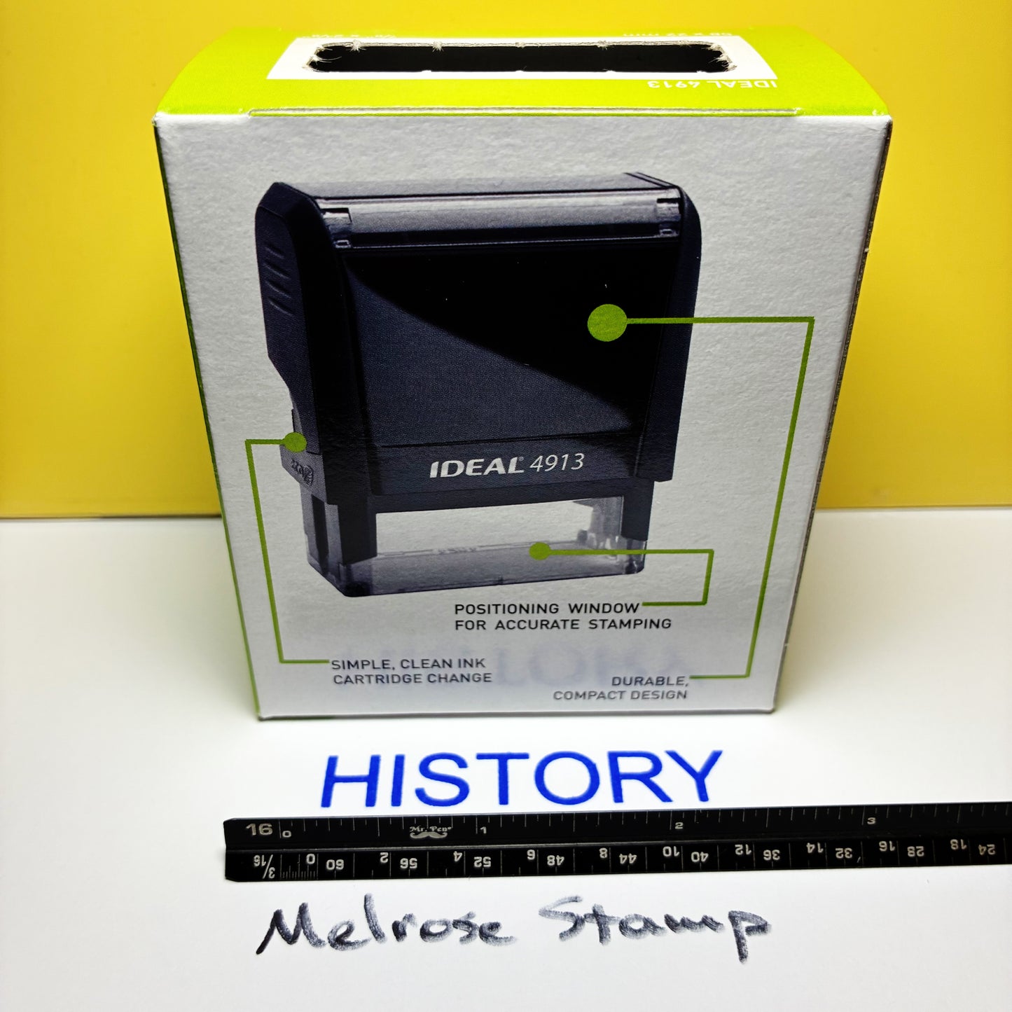 History Rubber Stamp Blue Ink Self Inking Ideal 4913