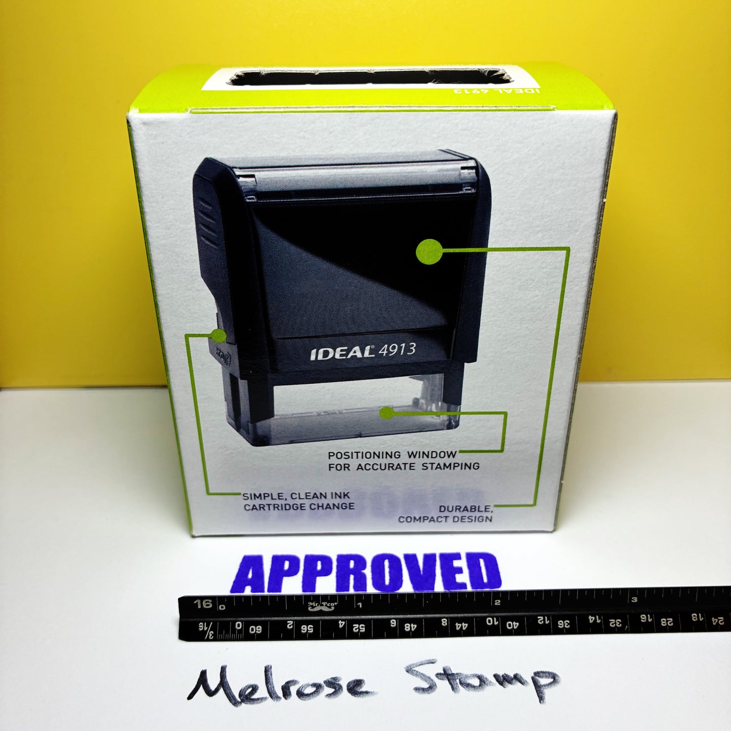 Approved Rubber Stamp Purple Ink Self Inking Ideal 4913