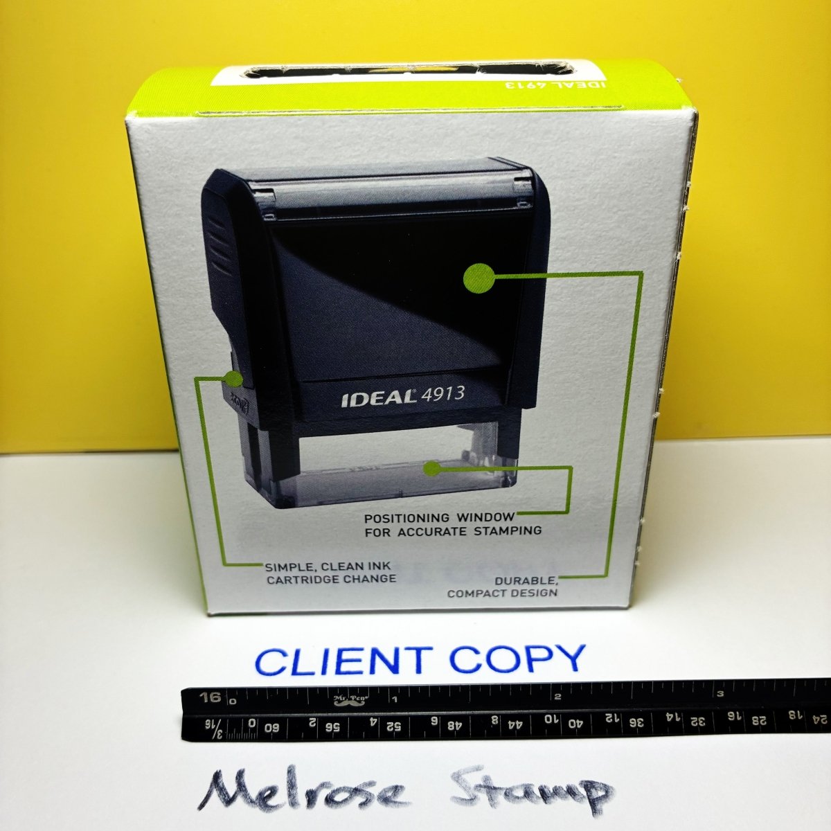 Client Copy Rubber Stamp Blue Ink Self Inking Ideal 4913 - Melrose Stamp Co