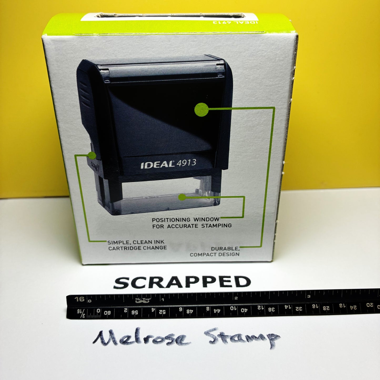 Scrapped Rubber Stamp Black Ink Self Inking Ideal 4913
