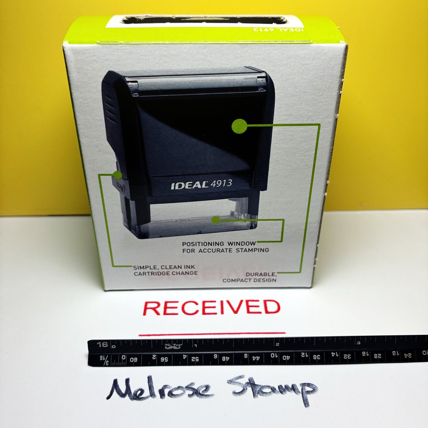 Received With Line Rubber Stamp Red Ink Self Inking Ideal 4913