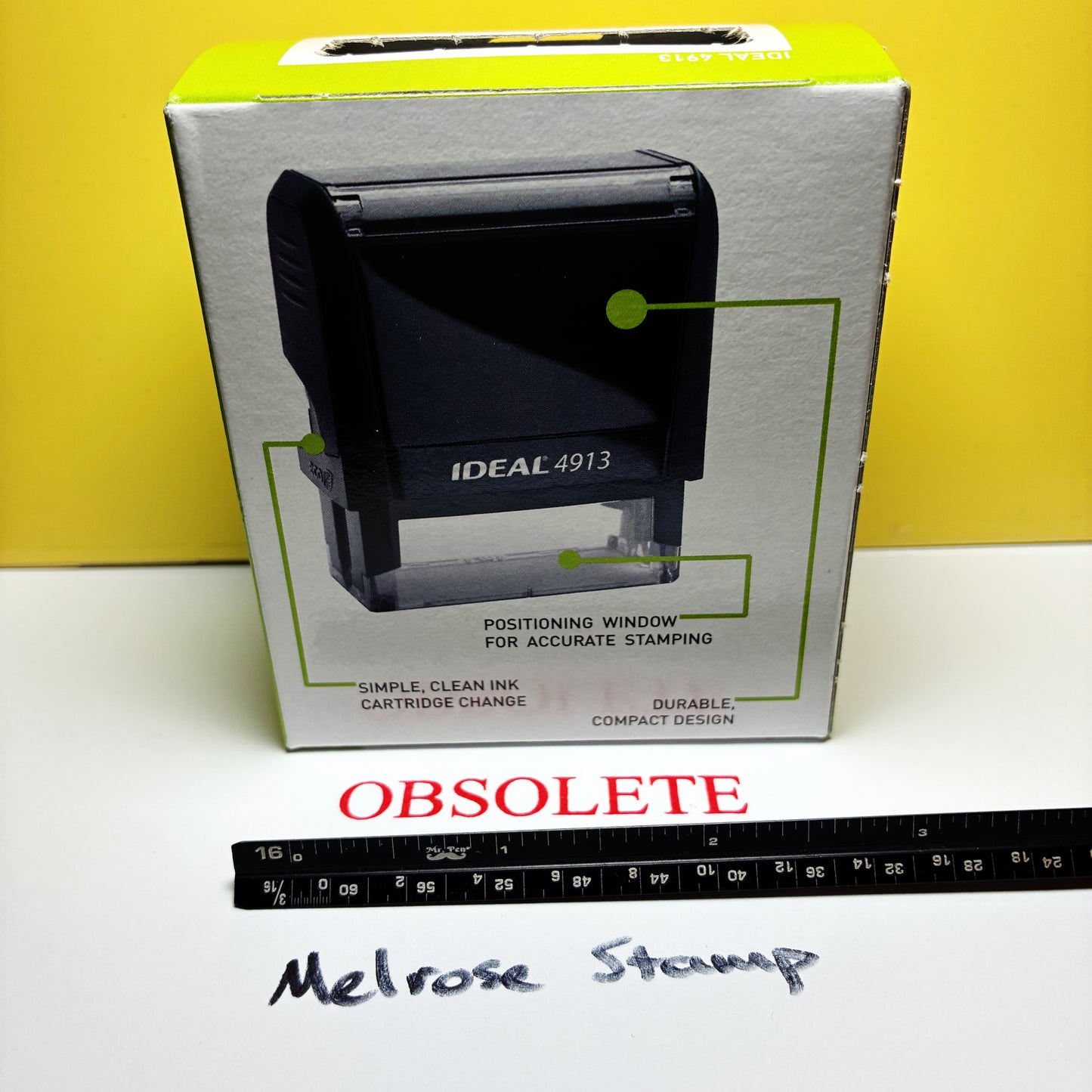 Obsolete Rubber Stamp Red Ink Self Inking Ideal 4913