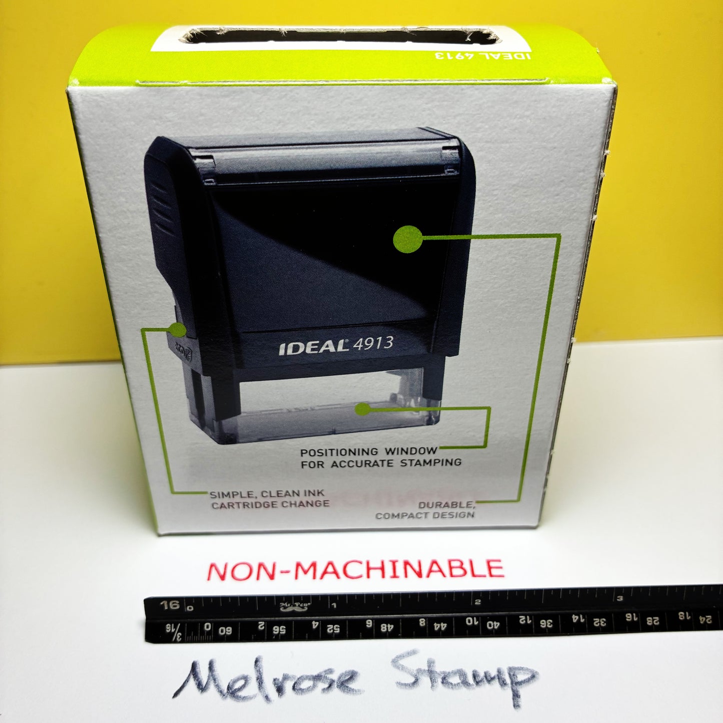 Nonmachinable Rubber Stamp Red Ink Self Inking Ideal 4913 Non-Machinable