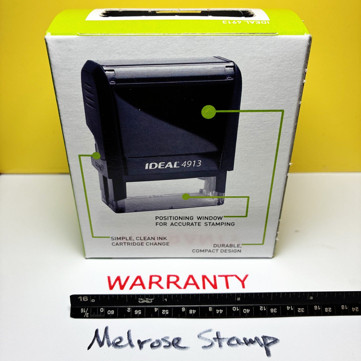 Warranty Rubber Stamp Red Ink Self Inking Ideal 4913