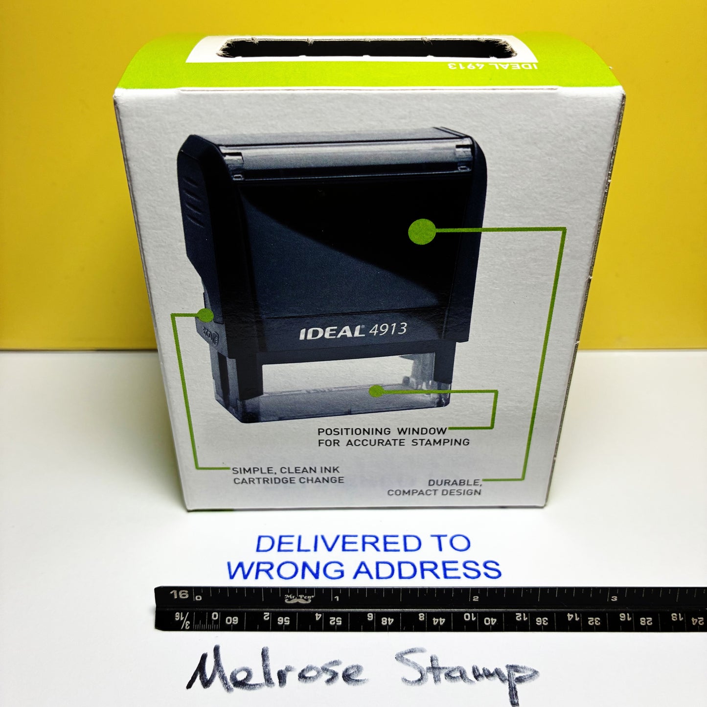 Delivered To Wrong Address Rubber Stamp Blue Ink Self Inking Ideal 4913