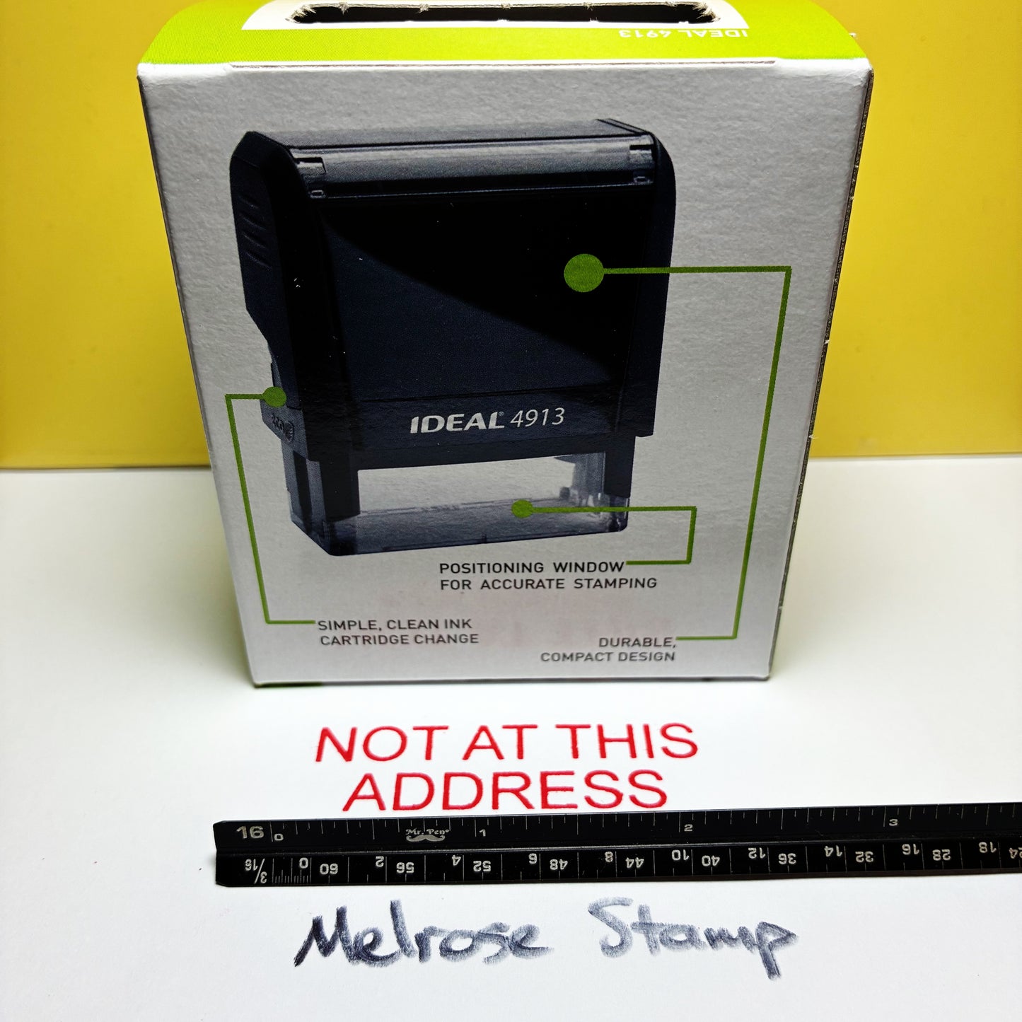 Not At This Address Rubber Stamp Red Ink Self Inking Ideal 4913