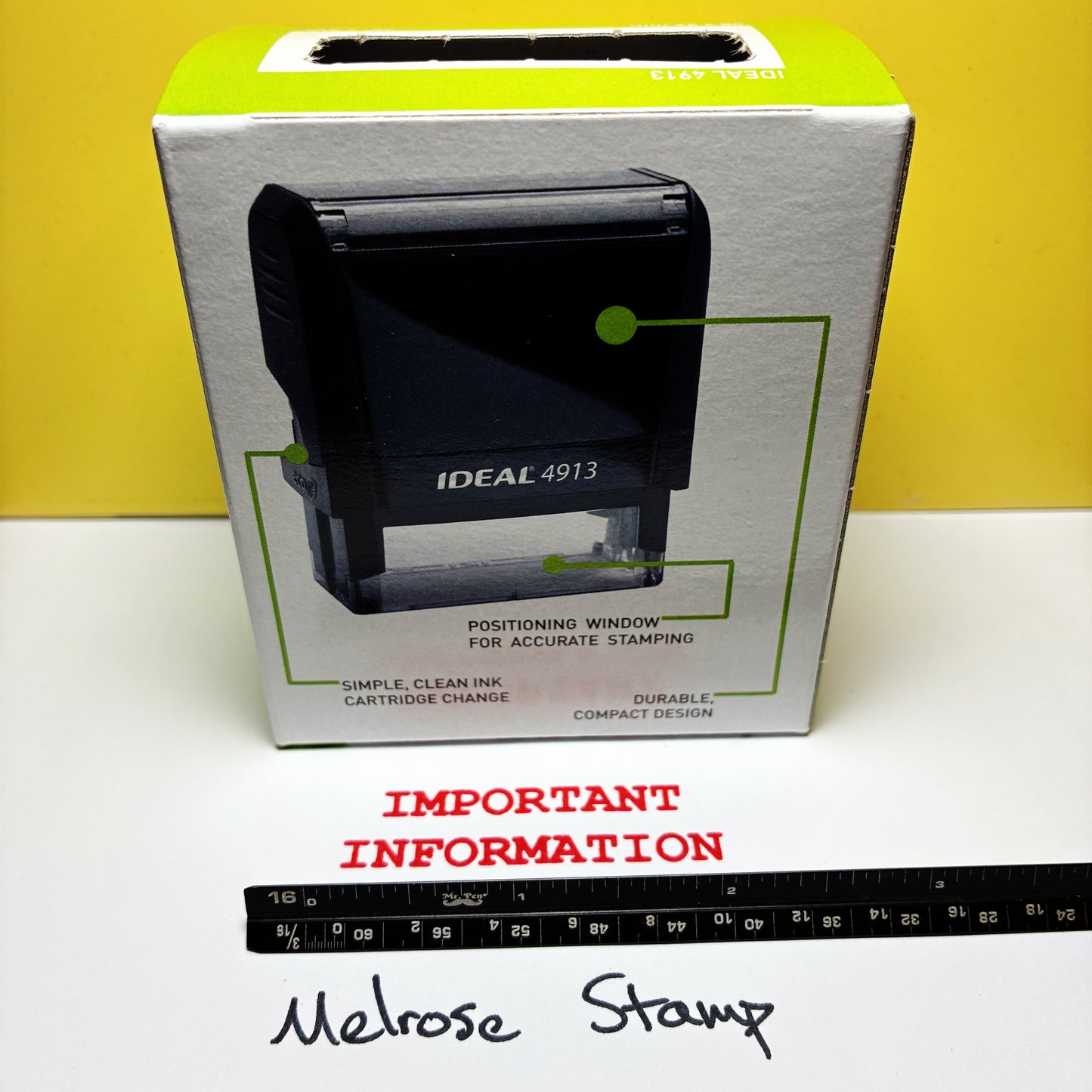 Important Information Rubber Stamp Red Ink Self Inking Ideal 4913