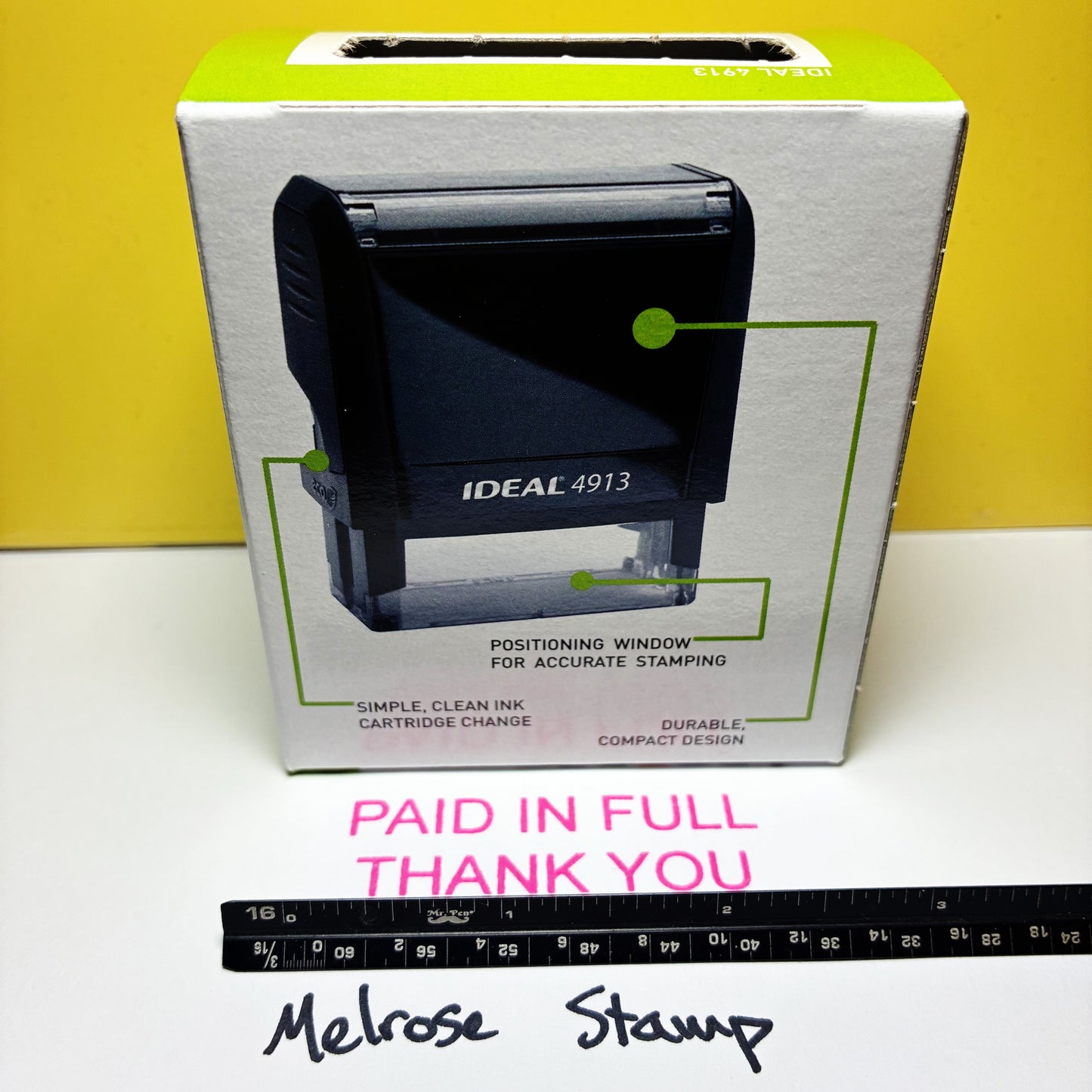 Paid In Full Thank You Rubber Stamp Pink Ink Self Inking Ideal 4913