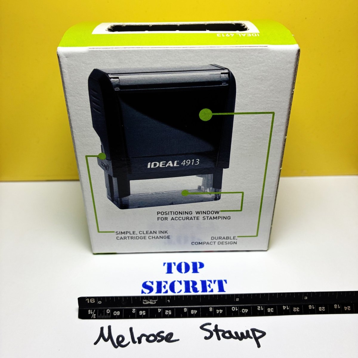 Top Secret Rubber Stamp Blue Ink Self Inking Ideal 4913 - Melrose Stamp Co