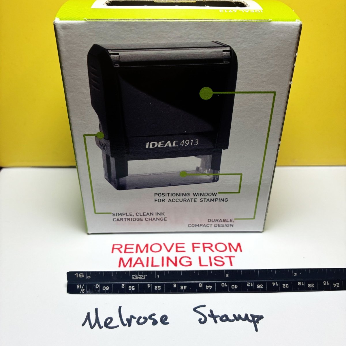 Remove From Mailing List Rubber Stamp Red Ink Self Inking Ideal 4913 - Melrose Stamp Co