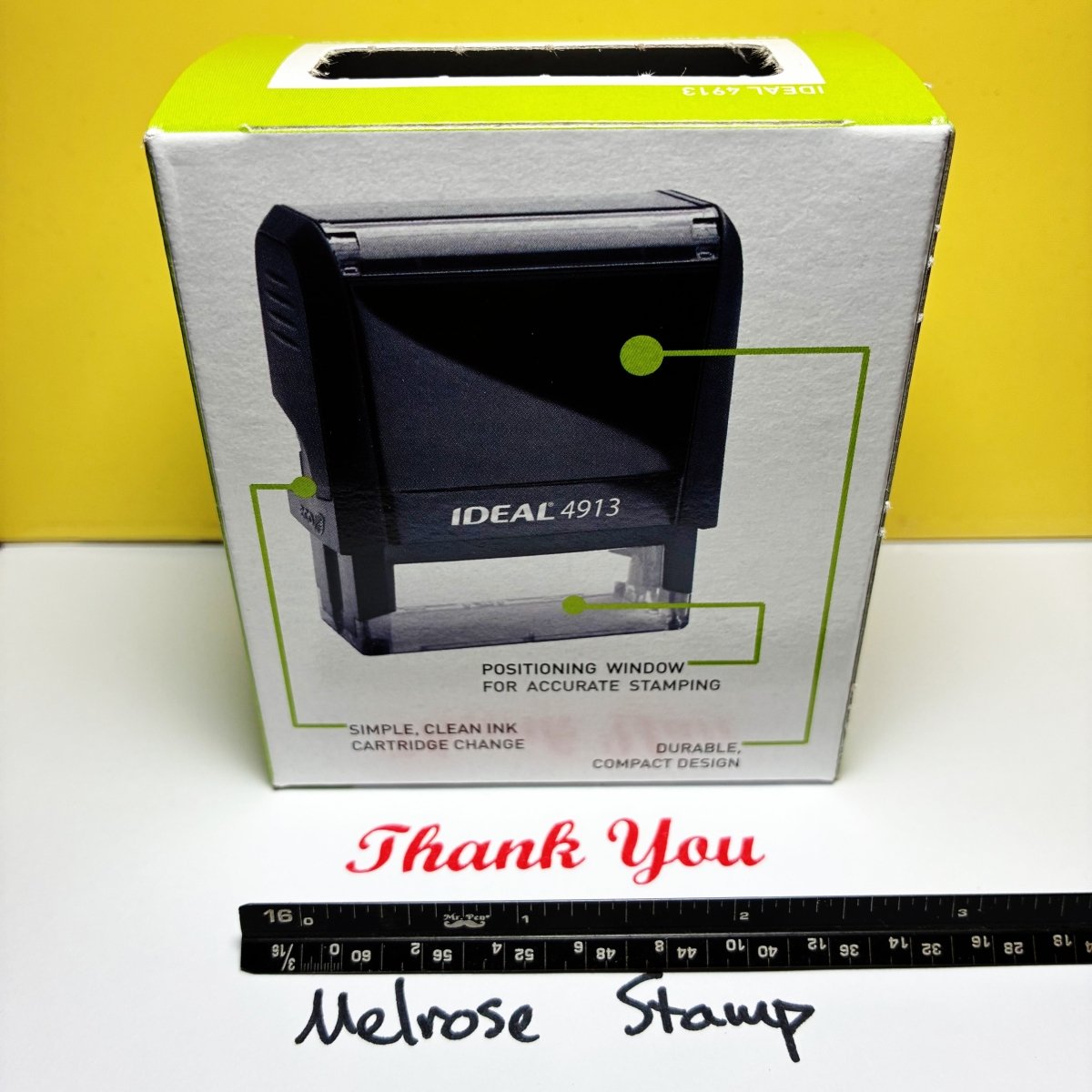 Thank You Rubber Stamp Red Ink Self Inking Ideal 4913 - Melrose Stamp Co