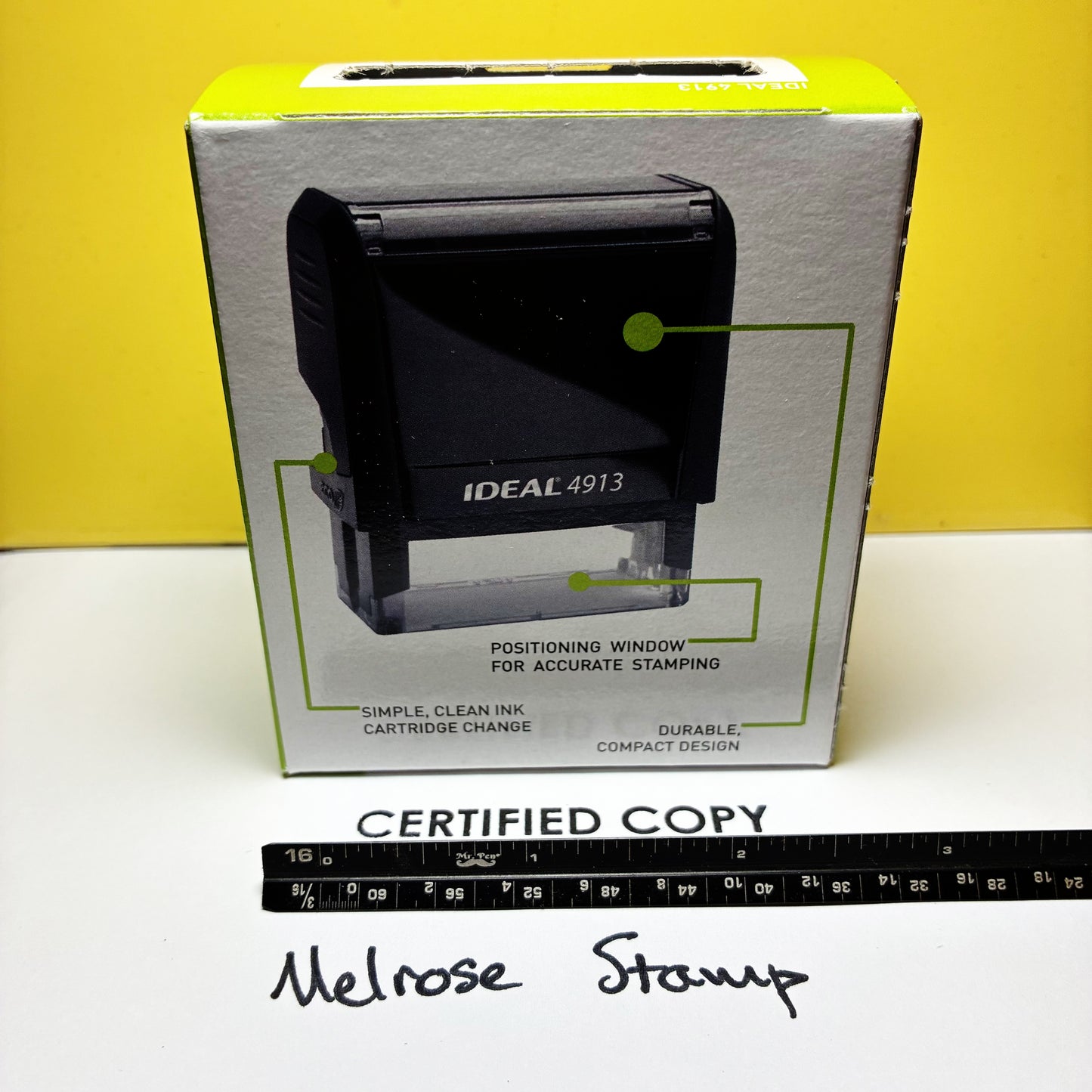 Certified Copy Rubber Stamp Black Ink Self Inking Ideal 4913