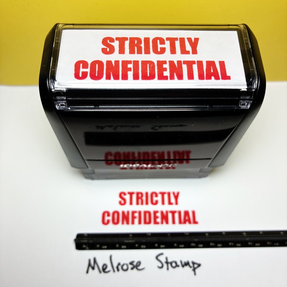 Strictly Confidential Rubber Stamp Red Ink Self Inking Ideal 4913 - Melrose Stamp Co