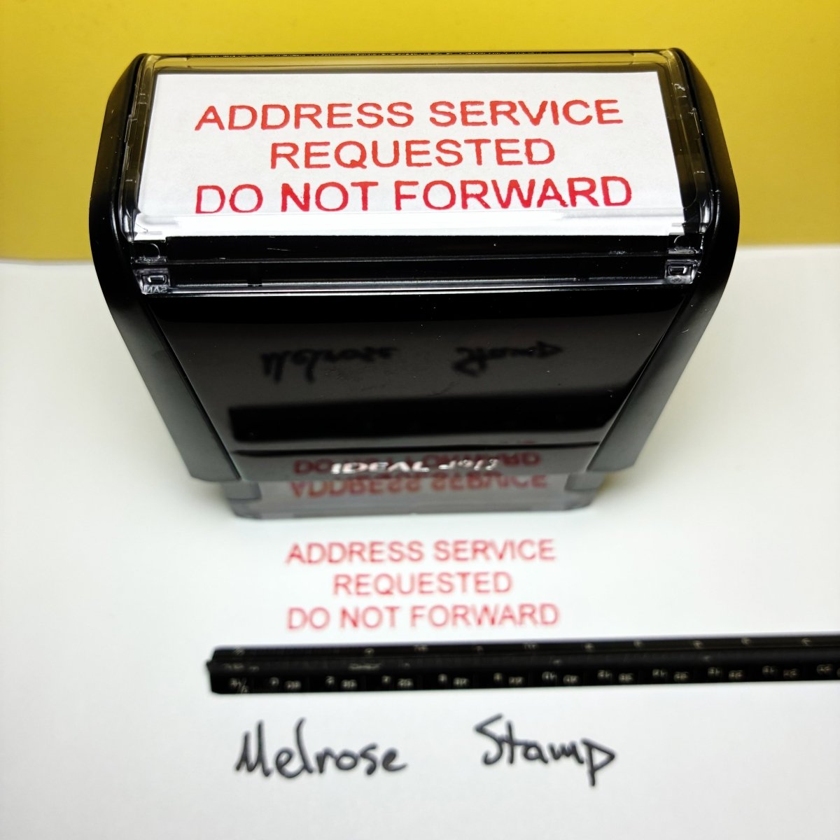 Address Service Requested Do Not Forward Rubber Stamp Red Self Inking Ideal 4913 - Melrose Stamp Co