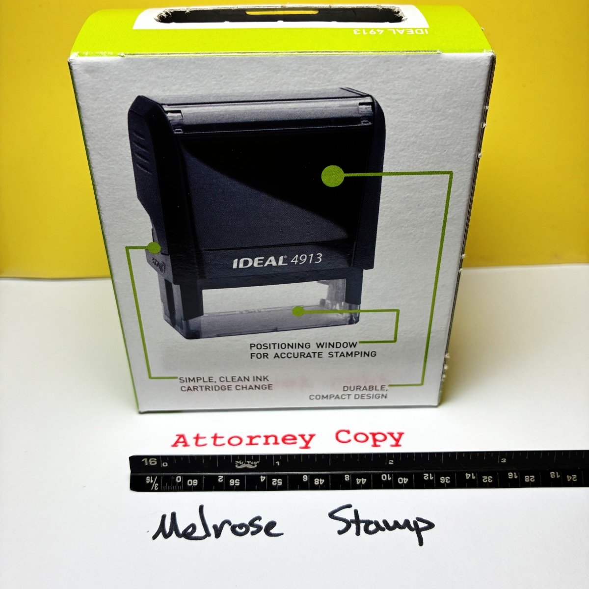 Attorney Copy Rubber Stamp Red Ink Self Inking Ideal 4913 - Melrose Stamp Co