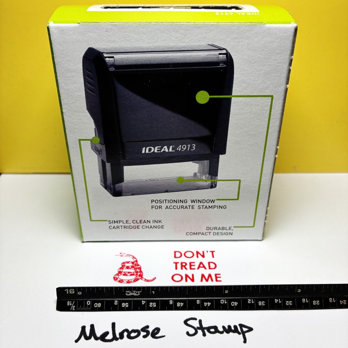 Dont Tread On Me Rubber Stamp Red Ink Self Inking Ideal 4913 - Melrose Stamp Co