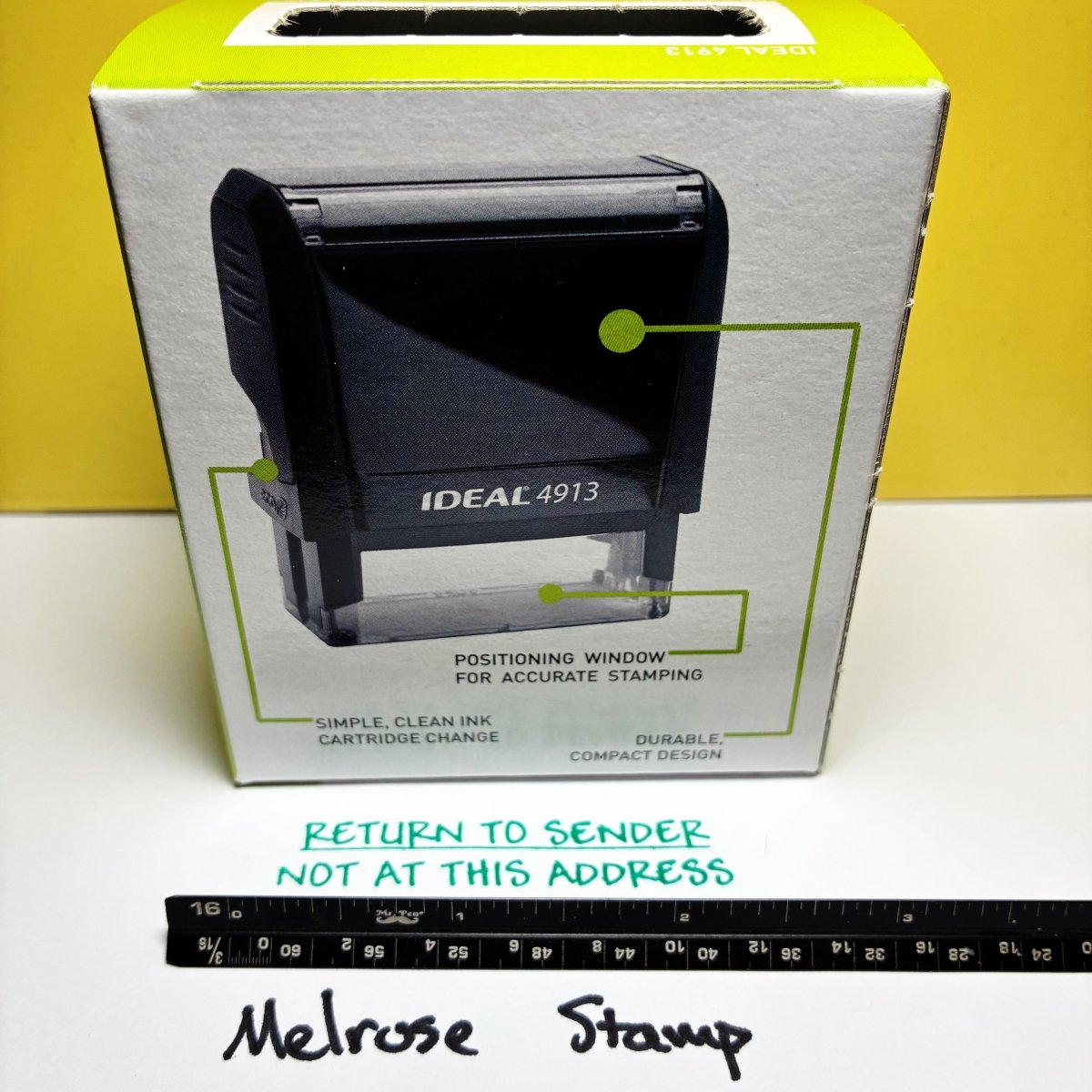Return To Sender Not At This Address Rubber Stamp Green Ink Ideal 4913 - Melrose Stamp Co
