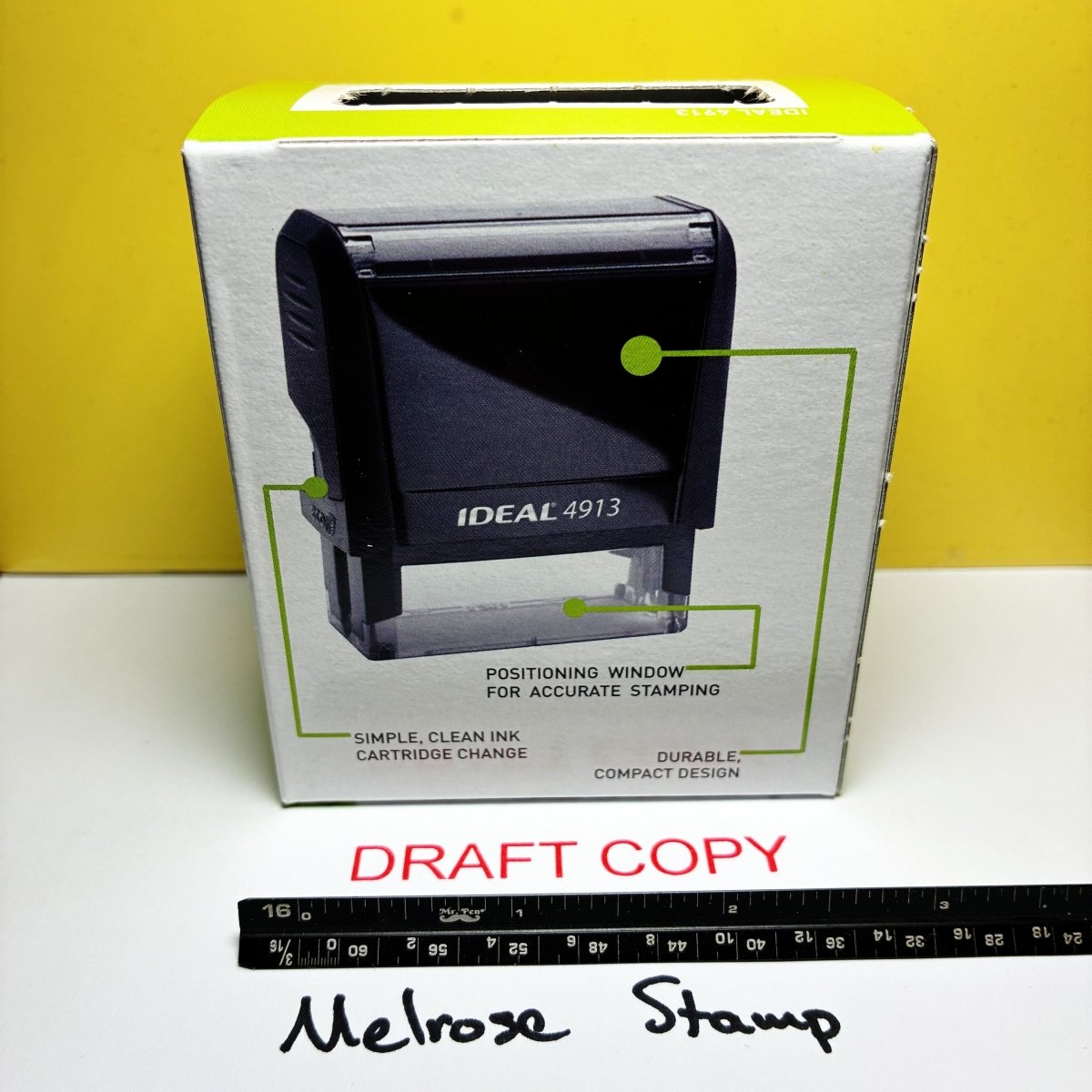 Draft Copy Rubber Stamp Red Ink Self Inking Ideal 4913 - Melrose Stamp Co
