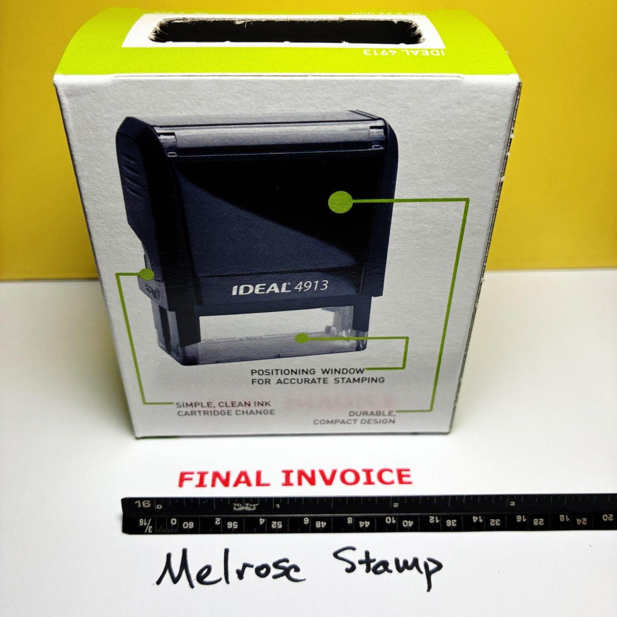 Final Invoice Rubber Stamp Red Ink Self Inking Ideal 4913 - Melrose Stamp Co