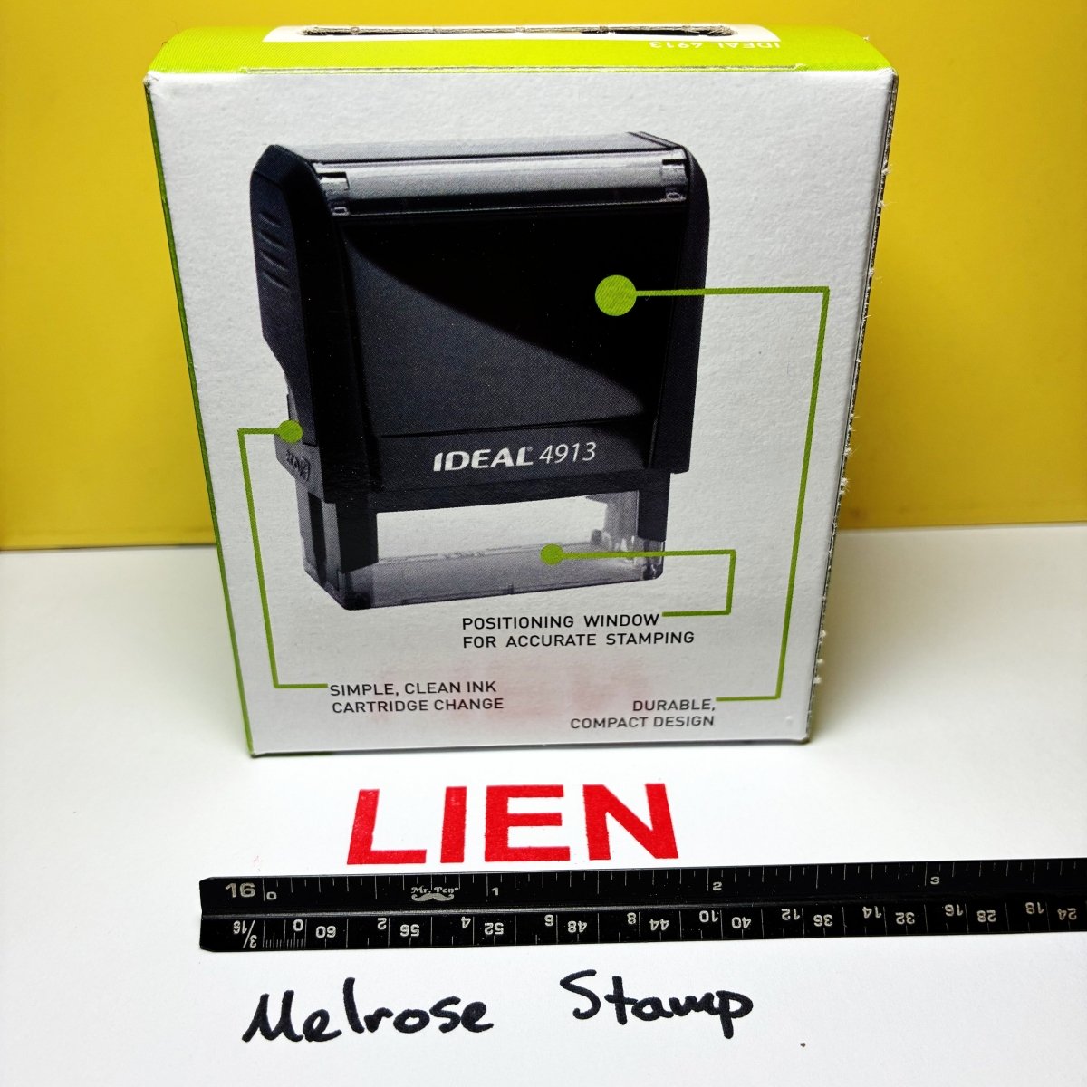 Lien Rubber Stamp Red Ink Self Inking Ideal 4913 - Melrose Stamp Co