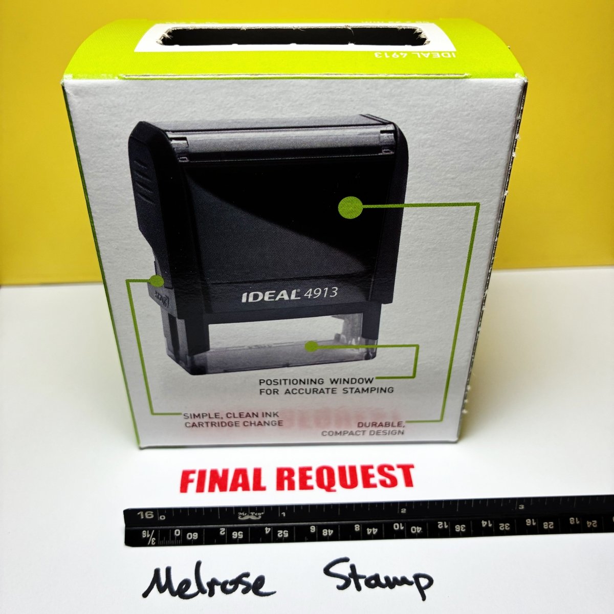Final Request Rubber Stamp Self Inking Red Ink Ideal 4913 - Melrose Stamp Co