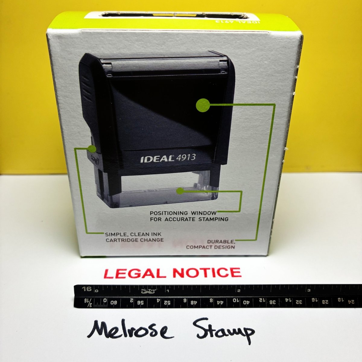 Legal Notice Rubber Stamp Red Ink Self Inking Ideal 4913 - Melrose Stamp Co