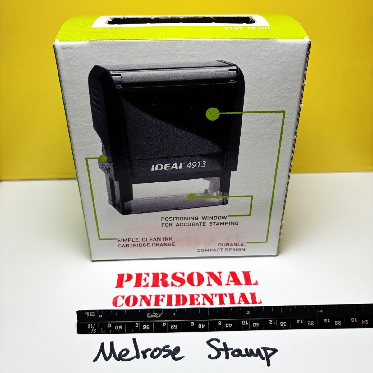 Personal Confidential Rubber Stamp Red Ink Self Inking Ideal 4913 - Melrose Stamp Co